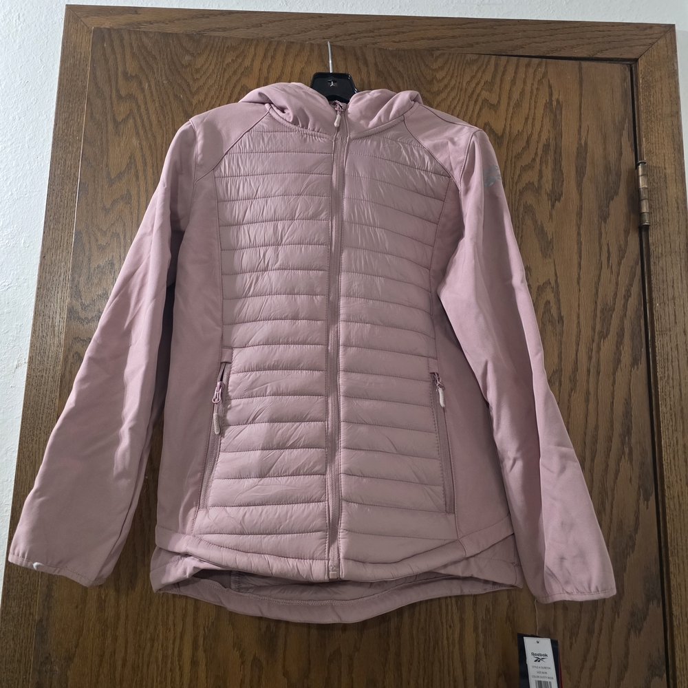 Reebok Women's Light Pink Puffer Jacket Women Medium
